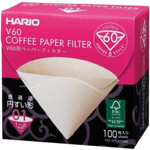 Hario papírový filtr nebělený V60-01 100 ks