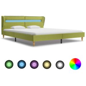 Rám postele s LED světlem zelený textil 180 x 200 cm