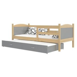 DOBRESNY Dětská dřevěná rozkládací postel Matyas P2 190x80 Barva konstrukce: Olše, Barva ostatních dílů: Šedá