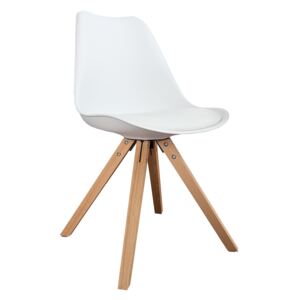 Jídelní židle Scandus s dřevěnou podnoží, bílá