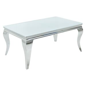 Modern Baroque Period Konferenční stolek Royal, 100 cm, bílý, stříbrný