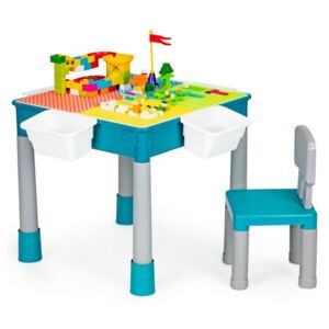 EcoToys Stůl na hraní, židle, kostky pro děti, HC464898