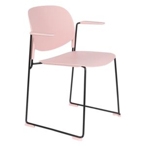 White Label Living Světle růžová plastová židle WLL Stacks s područkami