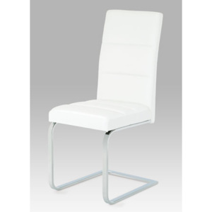 Autronic Jídelní židle - koženka bílá/chrom B931N WT1