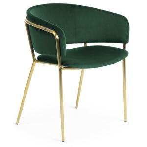 Zelená sametová jídelní židle LaForma Konnie