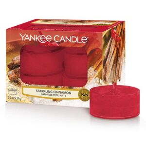 Yankee Candle - čajové svíčky Sparkling Cinnamon (Třpytivá skořice) 12 ks (Sváteční plamínek… Kořeněná horká vůně skutečné skořicové tyčinky a hřebíčku.)