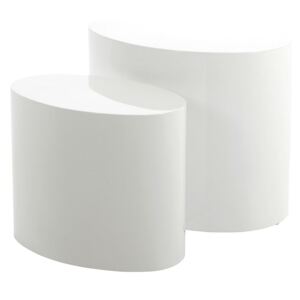 SCANDI Bílý set konferenčních stolků Alida 51x37 cm