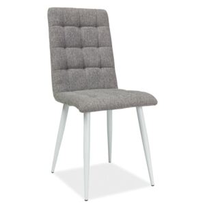 Židle OTTO šedá/kostra bílý mat, Sedák s čalouněním, Nohy: kov, kov, barva: šedá, bez područek lakované dřevo