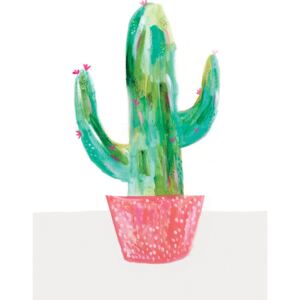 Ilustrace Painted cactus in coral plant pot, Laura Irwin