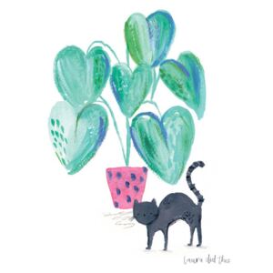 Ilustrace Black cat and plant, Laura Irwin