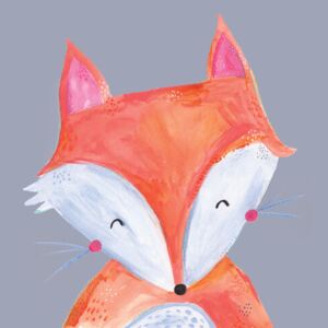 Ilustrace Woodland fox on grey, Laura Irwin