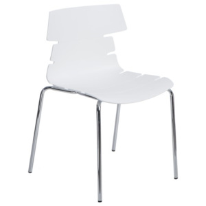 Jídelní plastová židle v bílé barvě na kovové podnoži DO049