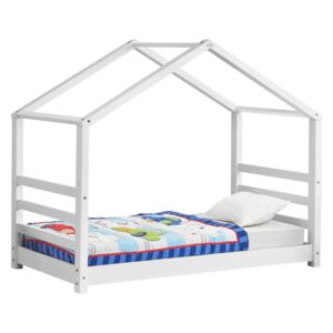 [en.casa] Dětská postel domeček AAKB-8696 bílá 70x140 cm s roštem