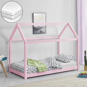 [en.casa] Dětská postel AAKB-8708 růžová 70x140 cm