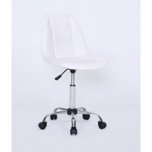 Židle na chromované podstavě s kolečky LAGOS - bílá