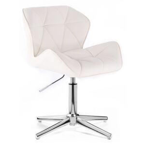 Kosmetická židle MILANO stříbrné čtyřramenné podstavě - bílá