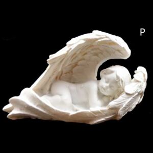 Andělíček v křídlech pravý 10x5x5 cm soška anděla bílý polyresin