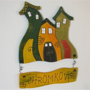Dřevěná jmenovka na dveře DOMEČKOV podzim