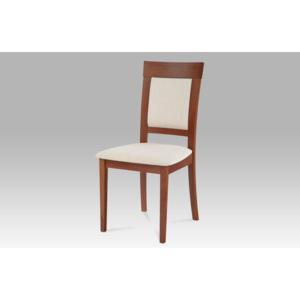 Jídelní židle dřevěná dekor třešeň a potah krémová látka BC-3960 TR3