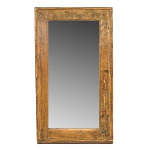 Zrcadlo v rámu, starý teak, antik patina, 42x74x4cm