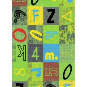 Dětský metrážový koberec Alphabet 212 zelená - šíře 4 m Šíře role: Cena za 1 m2