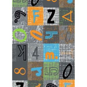 Dětský metrážový koberec Alphabet 129 šedá - šíře 4 m Šíře role: Cena za 1 m2