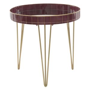 Kulatý odkládací stolek Mauro Ferretti Gori 60X60 cm, zlatá/bordó