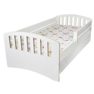 Tobiland dětská postel s bočnící a šuplíkem Klasik bílá 80x160