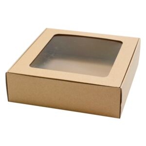 Dárková krabička 200x195x60 mm, HH výsek s průhledným okénkem