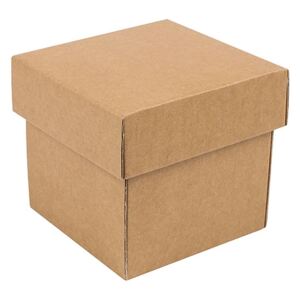Dárková krabička s víkem 100x100x100/35 mm, hnědá kraftová