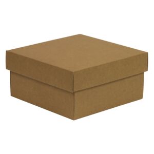 Dárková krabička s víkem 200x200x100/40 mm, hnědá - kraftová