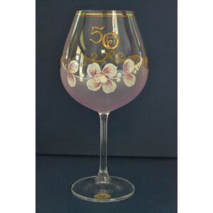 Výroční pohár na 50. narozeniny - NA VÍNO - růžový (v. 23 cm)