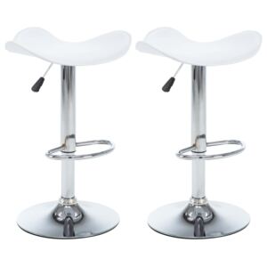 Otočné barové stoličky z umělé kůže 2 ks - bílé | 45x44,5x85 cm