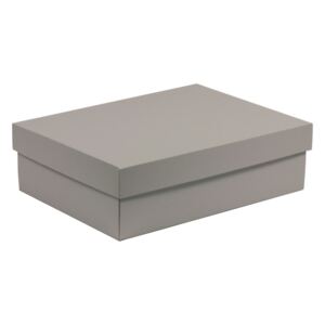 Dárková krabička s víkem 350x250x100/40 mm, šedá
