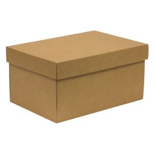 Dárková krabička s víkem 300x200x150/40 mm, hnědá - kraftová