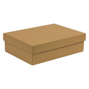 Dárková krabička s víkem 350x250x100/40 mm, hnědá - kraftová