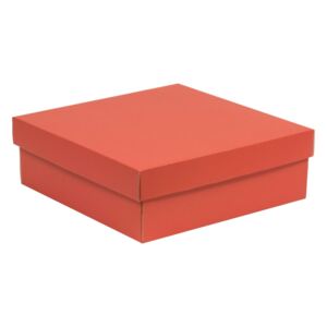 Dárková krabička s víkem 300x300x100/40 mm, korálová
