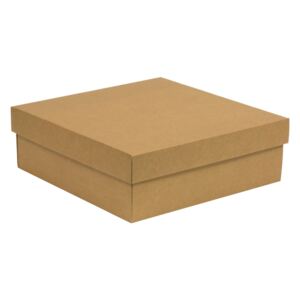 Dárková krabička s víkem 300x300x100/40 mm, hnědá - kraftová