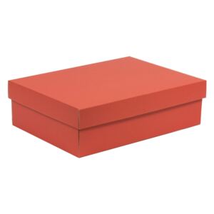 Dárková krabička s víkem 350x250x100/40 mm, korálová