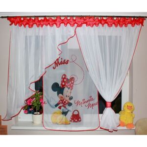Voálová Záclona Klaudie Miss Minnie Mouse červená 400x145cm