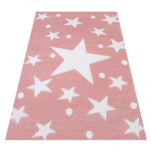 Family F. Růžový kusový koberec hvězdy / hvězda různé rozměry Rozměr: 80x150cm