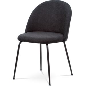 Jídelní židle - černá látka, kovová čtyřnohá podnož, černý matný lak