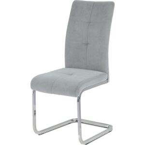 Jídelní židle - stříbrná sametová látka, kovová chromovaná podnož