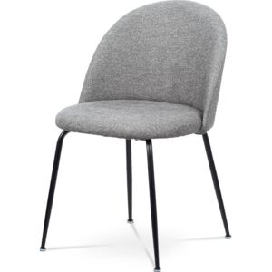 Jídelní židle - stříbrná látka, kovová čtyřnohá podnož, černý matný lak