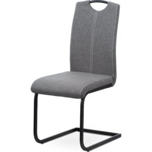 Jídelní židle - šedá látka, kovová podnož, černý matný lak