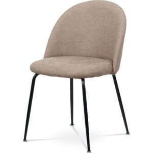 Jídelní židle - cappuccino látka, kovová čtyřnohá podnož, černý matný lak