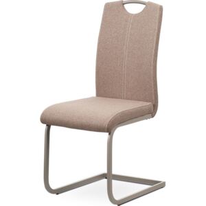 Jídelní židle - krémová látka, kovová podnož, lanýžový matný lak