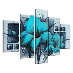 Ručně malovaný obraz Nádherné modré Vlčí máky 150x105cm RM2458A_5H