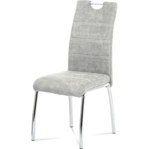 Jídelní židle, látka stříbrná COWBOY / chrom