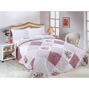 Škodák Přehoz na postel vzor Bella 007 červeno-růžový patchwork - 140x200cm